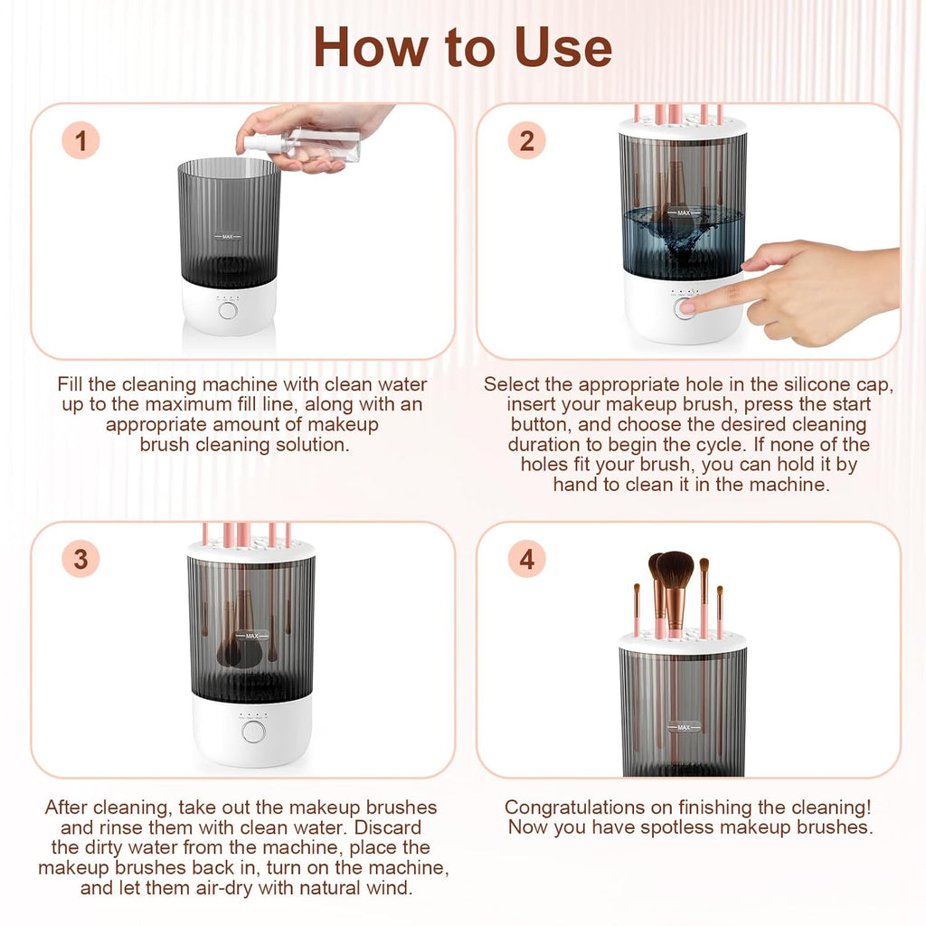 Electric Makeup Brush Cleaner – 3-in-1 Automatic Washer, Dryer & Storage Station