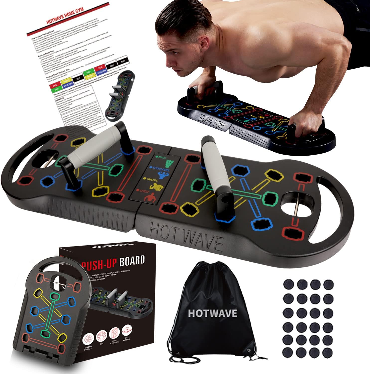 Push-up Board Set Portable Multifunctional Push-up Bar Foldable Fitness Equipment For Chest Abdomen Arms/Back Training