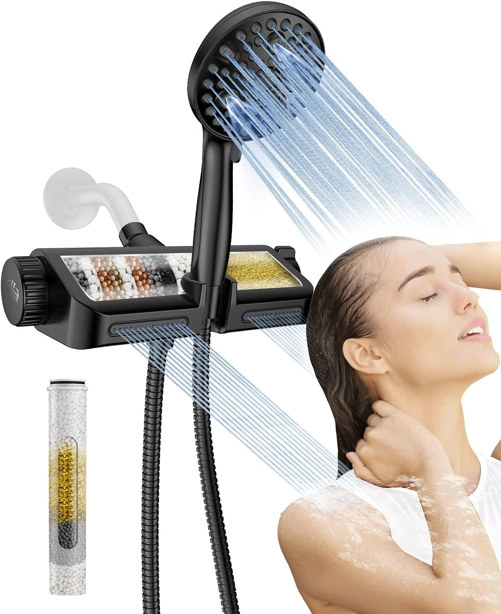 MakeFit Filtered Shower Head – High Pressure 2-in-1 Spa System
