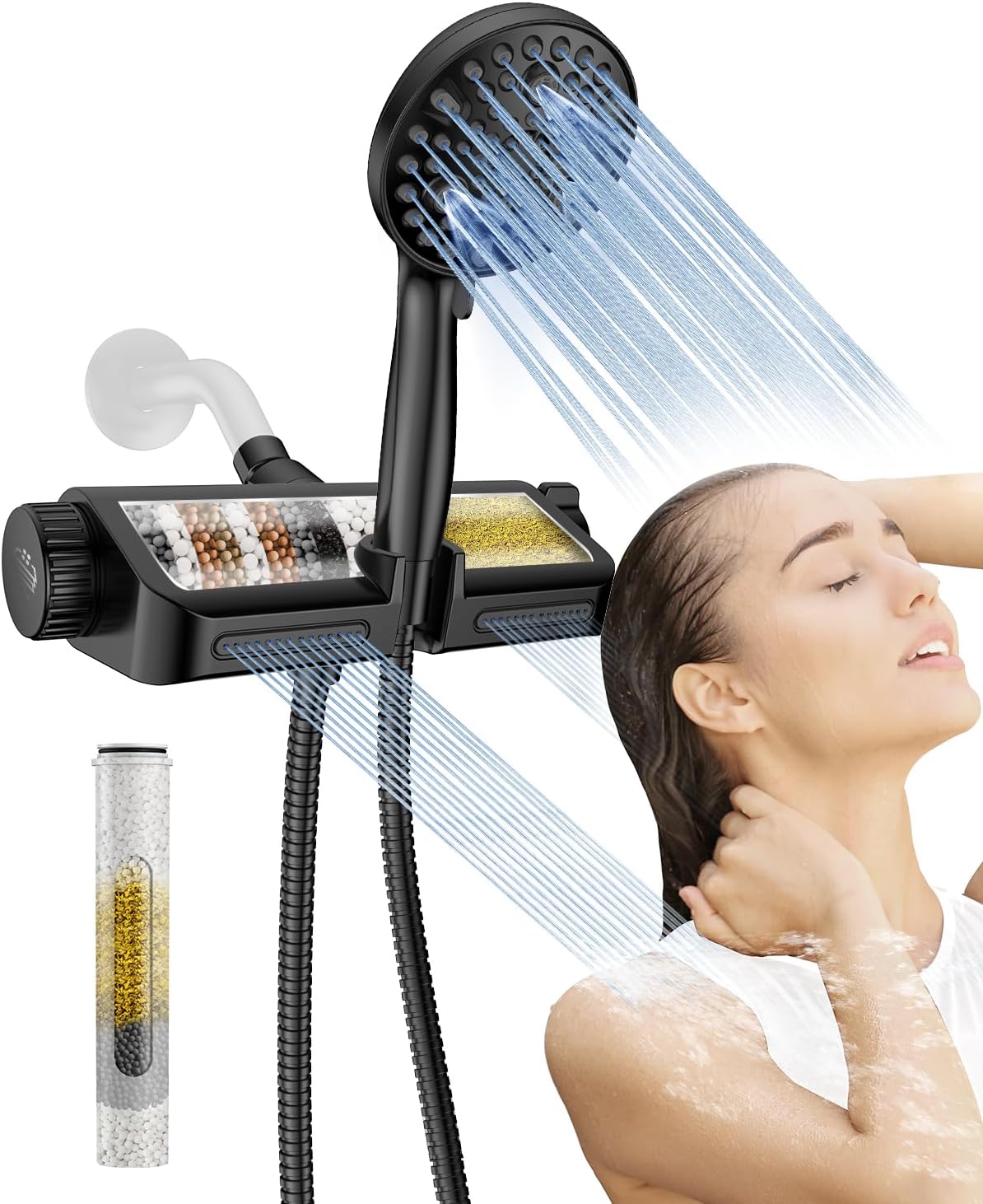 MakeFit Filtered Shower Head – High Pressure 2-in-1 Spa System