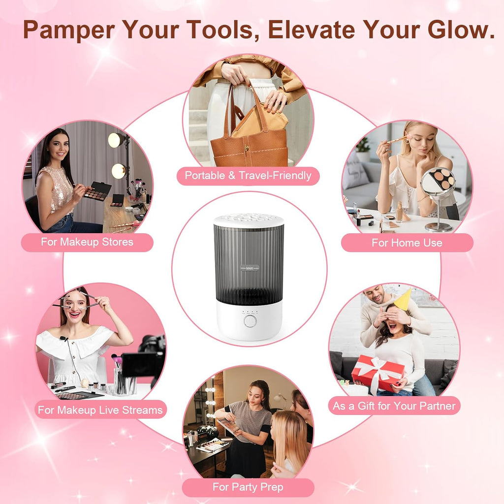 Electric Makeup Brush Cleaner – 3-in-1 Automatic Washer, Dryer & Storage Station