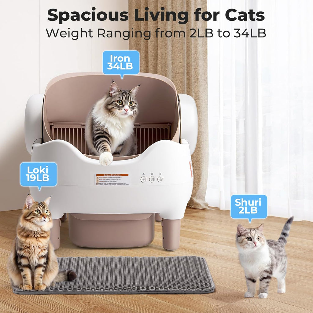 App-Controlled Self-Cleaning Cat Litter Box | Odor-Free & Multi-Cat Safe