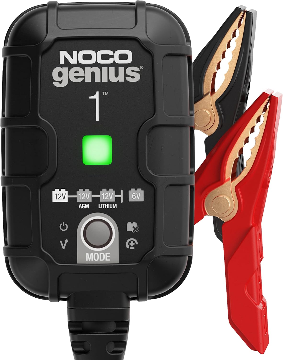 NOCO Genius1 1A Smart Battery Charger – 6V/12V Lead-Acid & Lithium Battery Maintainer