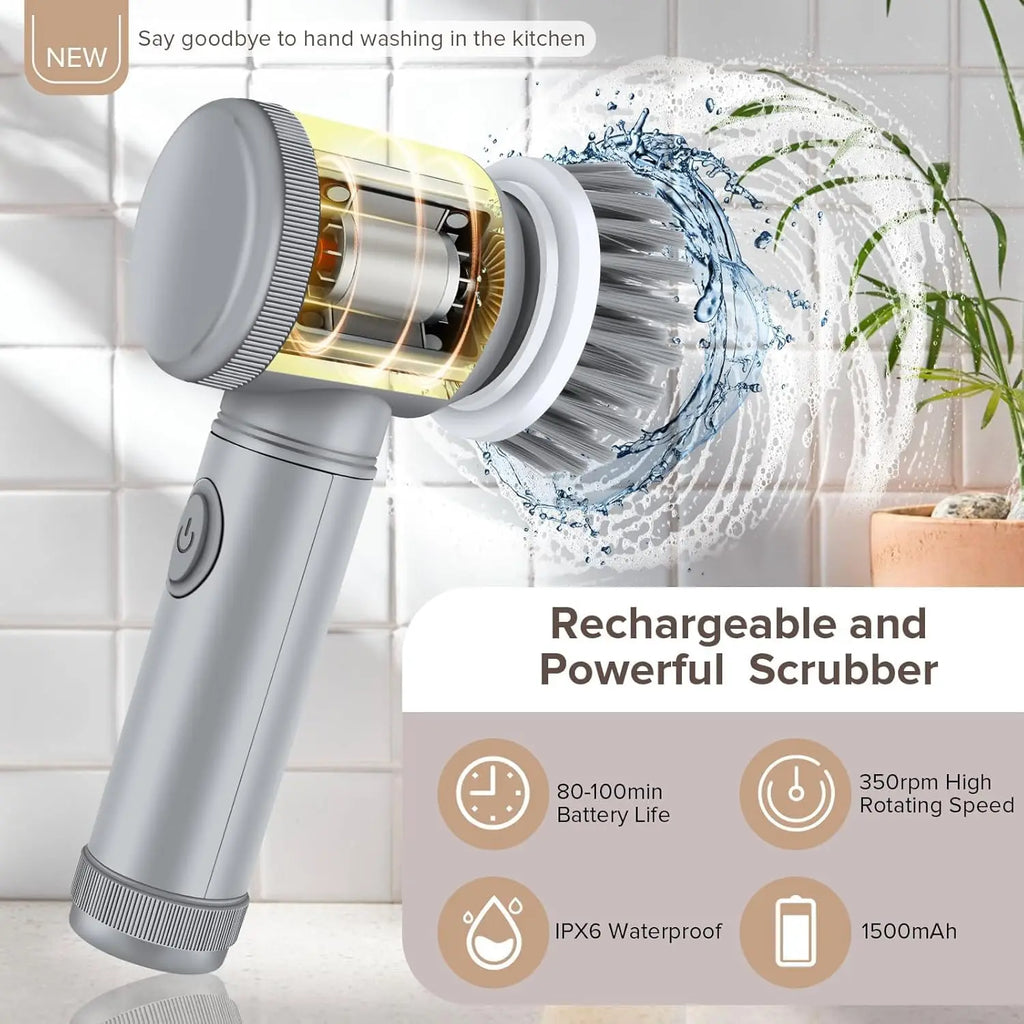 TurboScrub 5-in-1: The Ultimate Cordless Electric Power Scrubber for Effortless Cleaning
