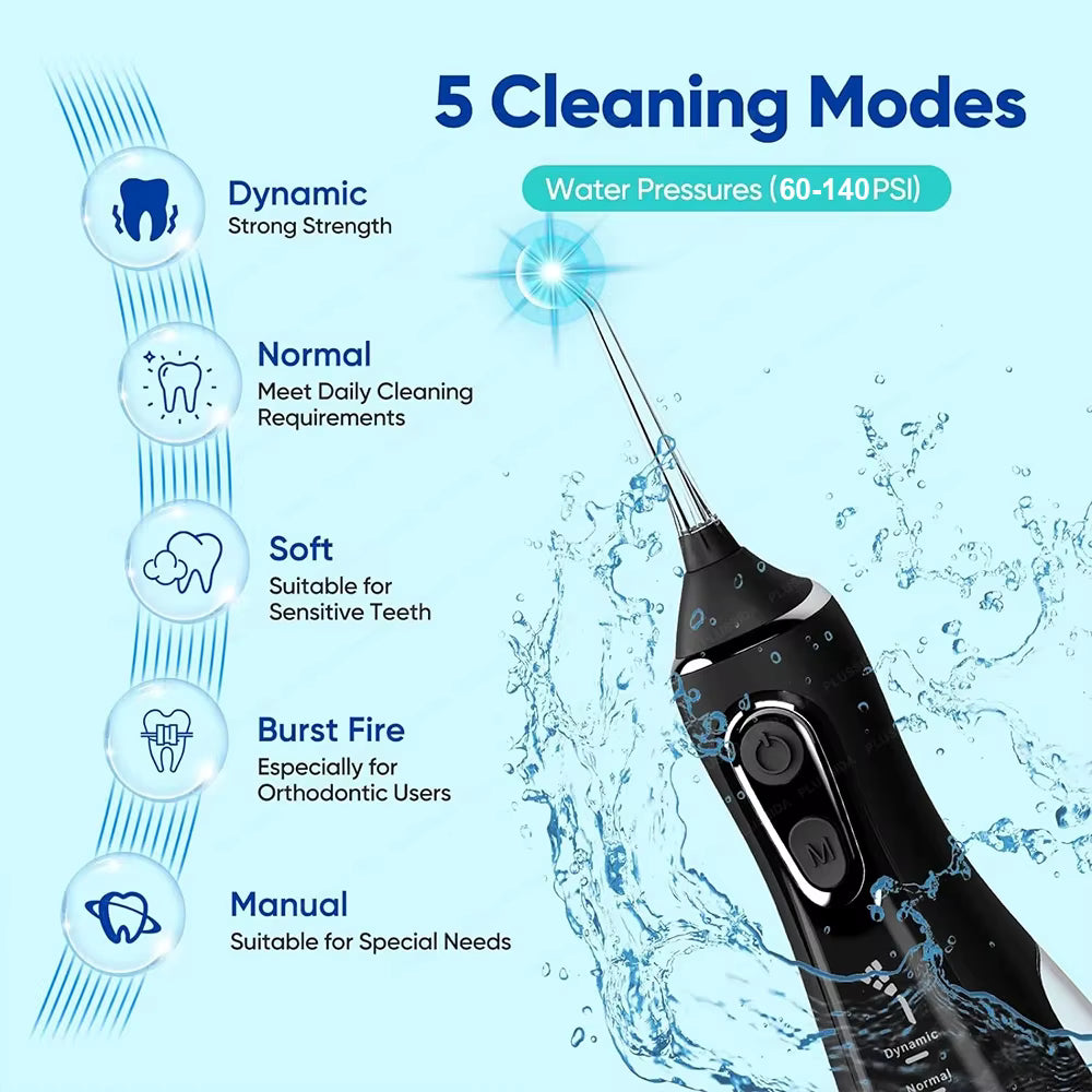 Portable Water Flosser | 5 Modes Oral Irrigator for Teeth Cleaning
