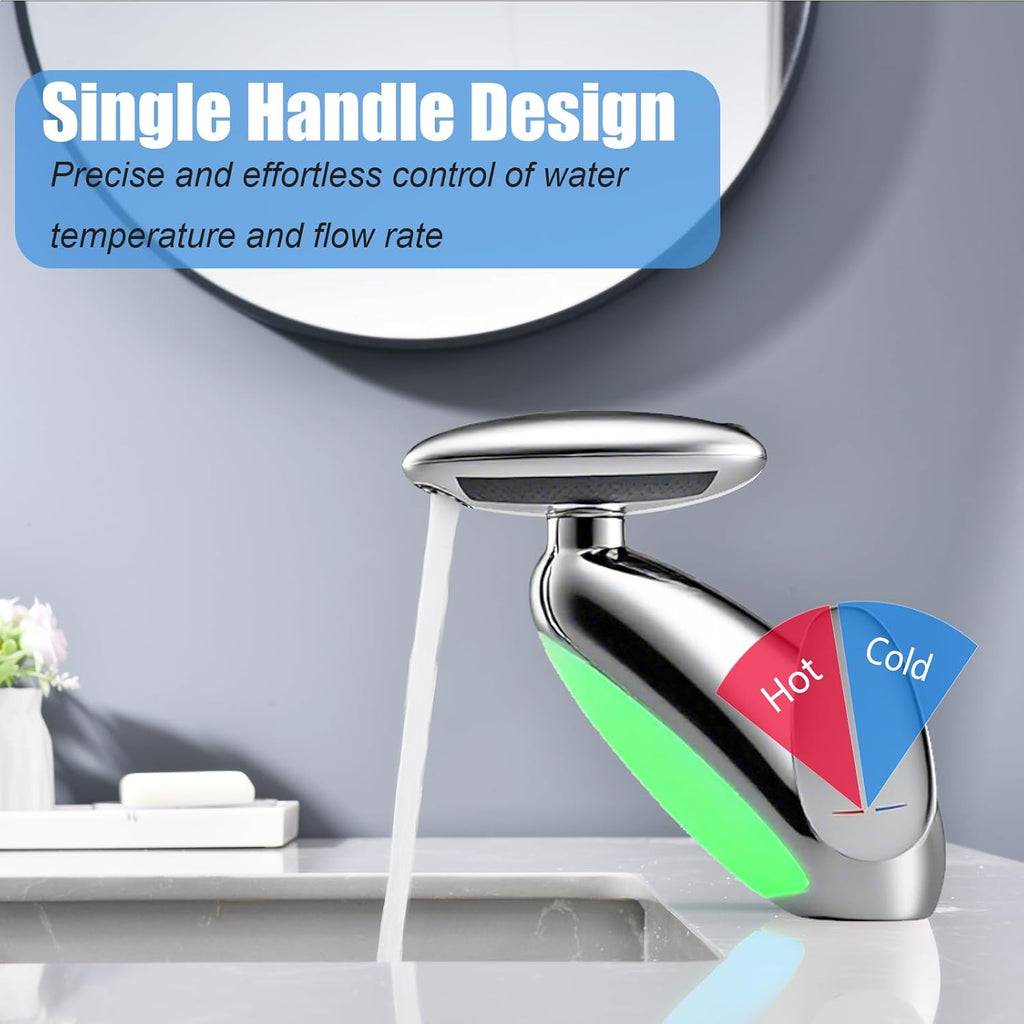 Chrome faucet with single handle design in a bathroom setting