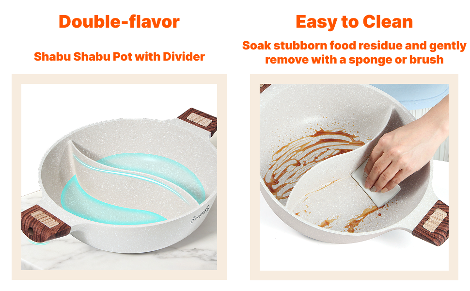 Hot Pot 4.5QT – Divided Nonstick Granite Stock Pot with Glass Lid for Induction & Gas Stoves